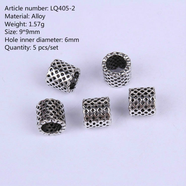 5 Pcs Copper Large Hole Hair Jewelry