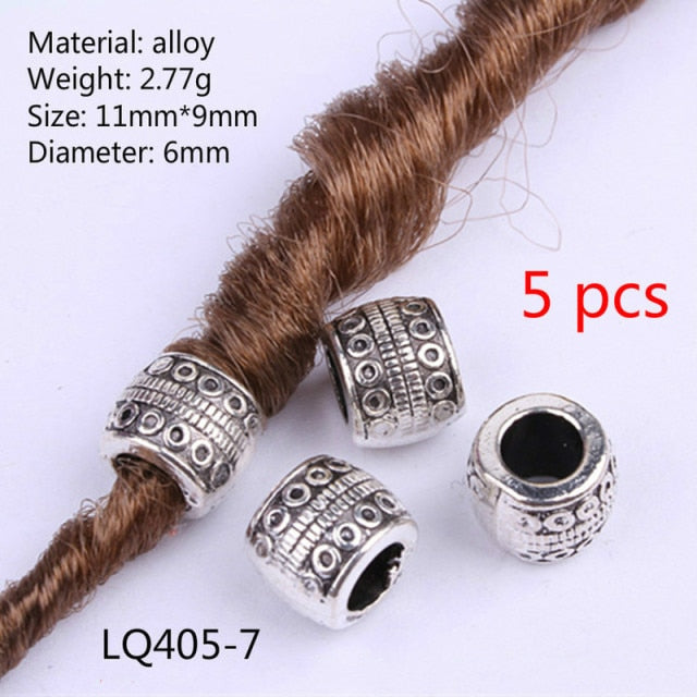 5 Pcs Copper Large Hole Hair Jewelry