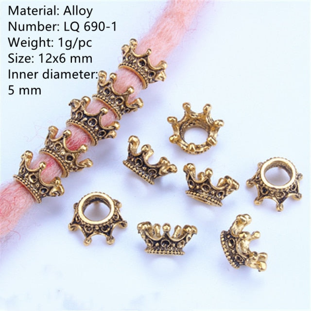 5 Pcs Copper Large Hole Hair Jewelry