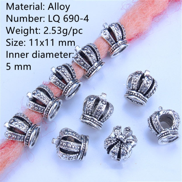 5 Pcs Copper Large Hole Hair Jewelry