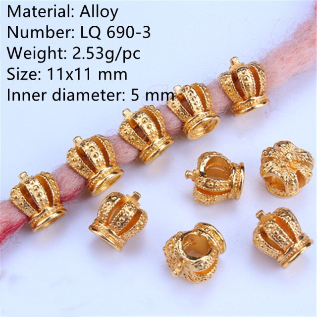 5 Pcs Copper Large Hole Hair Jewelry