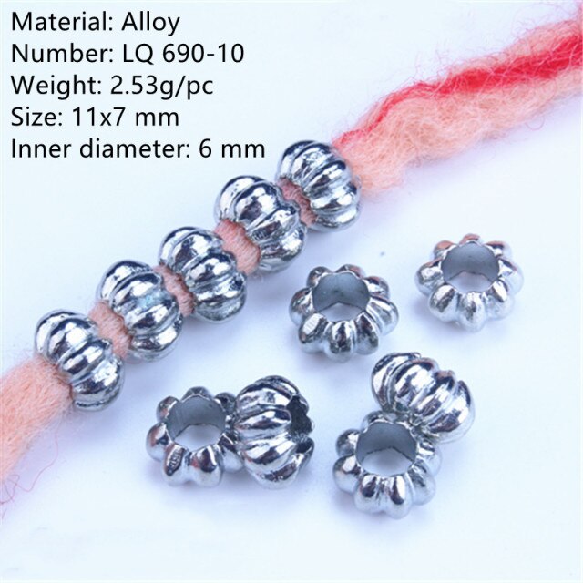 5 Pcs Copper Large Hole Hair Jewelry