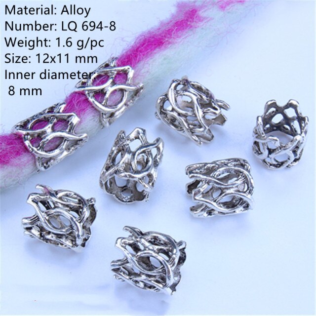 5 Pcs Copper Large Hole Hair Jewelry