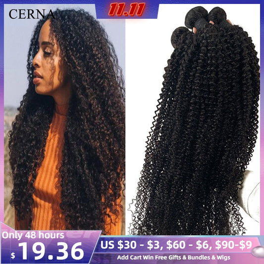 Brazilian Kinky Curly Long Hair Bundle Extensions