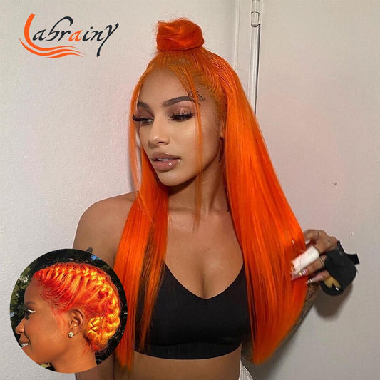 Burnt Ginger Transparent Lace Frontal Human Hair Wigs