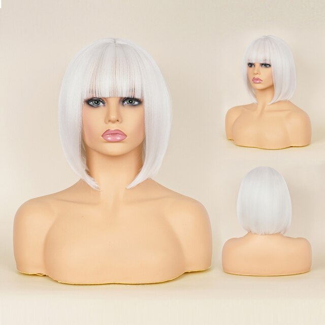 Short Bob Heat-Resistant Synthetic Wig with Bangs