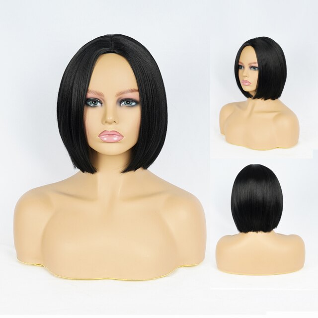 Short Bob Heat-Resistant Synthetic Wig with Bangs