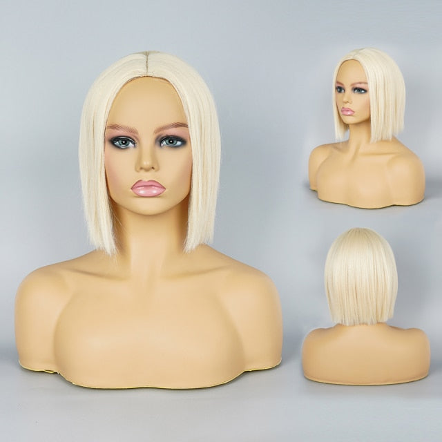 Short Bob Heat-Resistant Synthetic Wig with Bangs