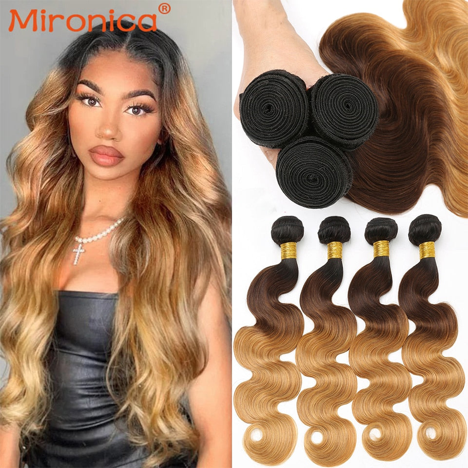 Human Hair Brazilian Ombre Body Wave Hair Bundles